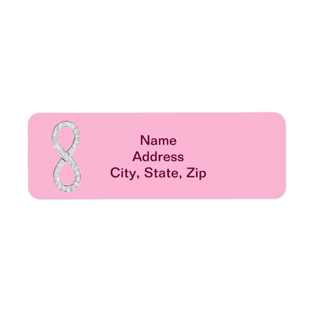 Pink Diamond Infinity Wedding Address Labels (Front)