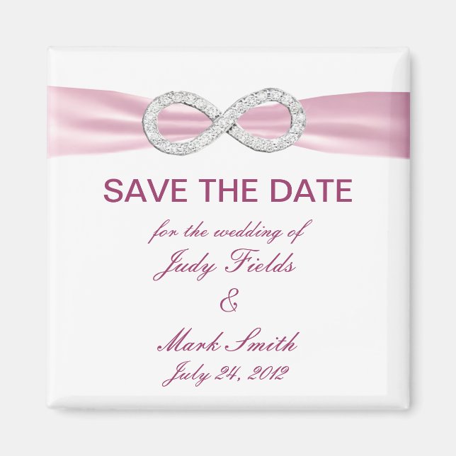 Pink Diamond Infinity Wedding Save The Date Magnet (Front)