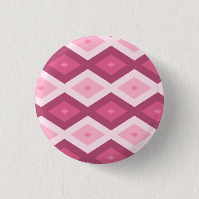 Pink diamond pattern 3 cm round badge (Front)
