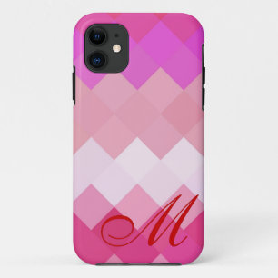 Pink Diamond Pattern and Monogram 4 Case-Mate iPhone Case