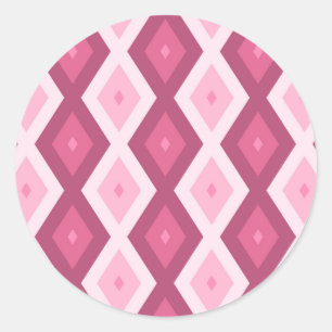 Pink diamond pattern classic round sticker