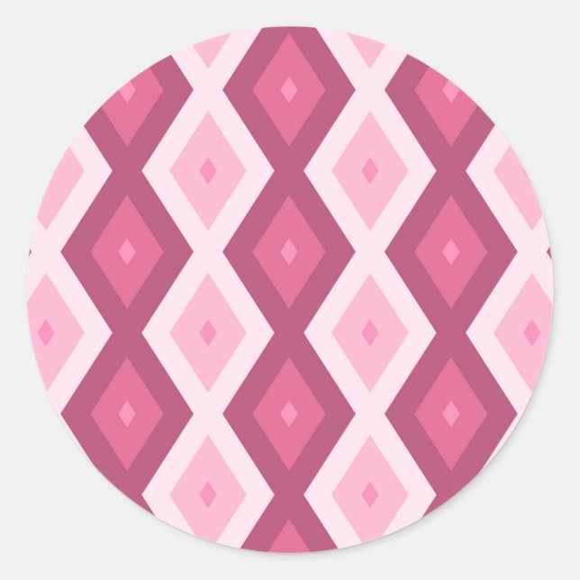 Pink diamond pattern classic round sticker (Front)