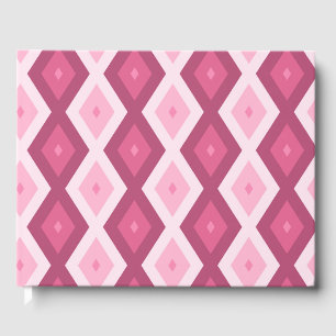 Pink diamond pattern guest book