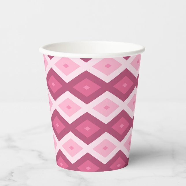 Pink diamond pattern paper cups (Front)