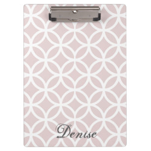 Pink Diamond Pattern Personalised Clipboard