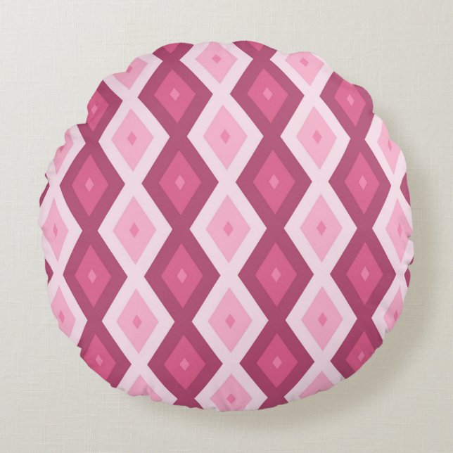 Pink diamond pattern round cushion (Front)