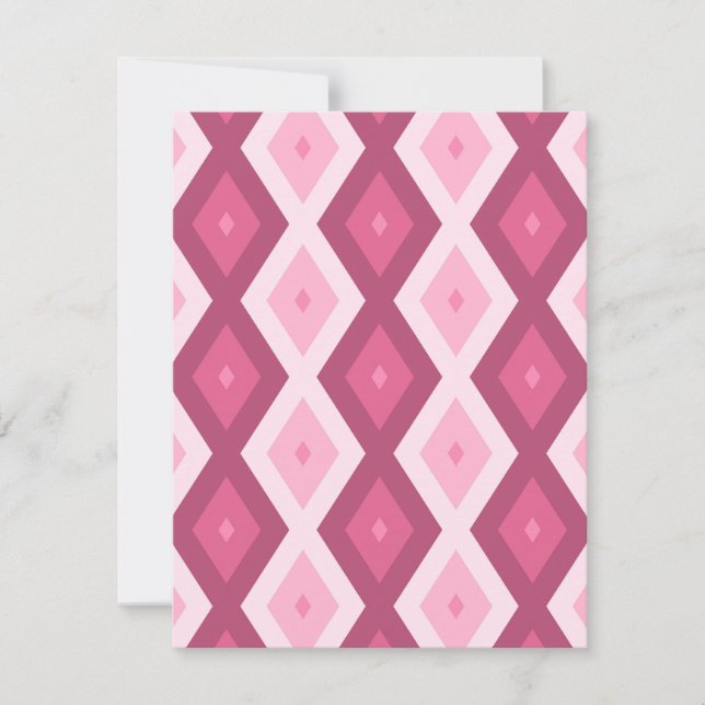 Pink diamond pattern RSVP card (Front)