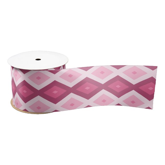 Pink diamond pattern satin ribbon (Spool)