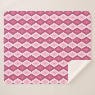 Pink diamond pattern sherpa blanket
