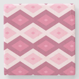 Pink diamond pattern stone coaster