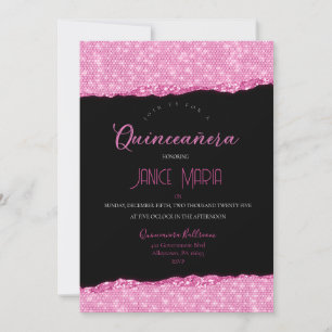 Pink Diamond Quinceañera Invitation