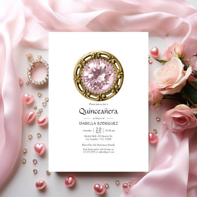 Pink Diamond Quinceañera Invitation (Creator Uploaded)