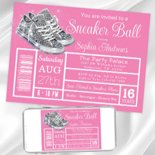 Pink Diamond Sneaker Ball Birthday Party Invitation