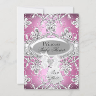 Pink Diamond Tiara Princess Baby Shower Invite