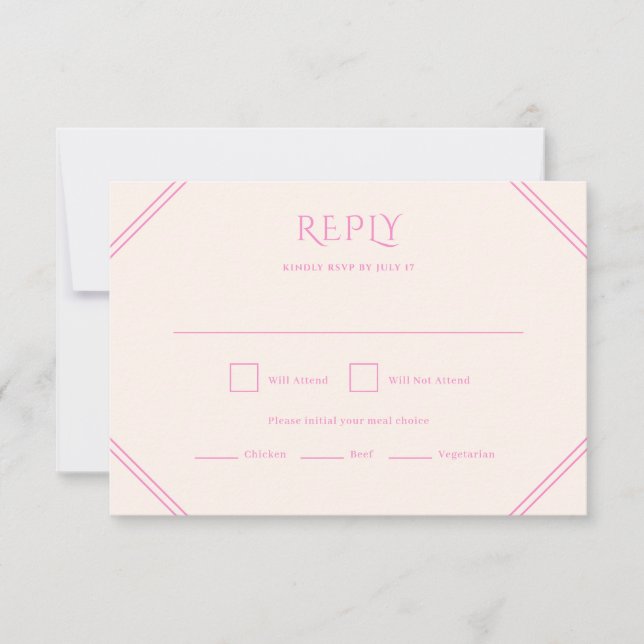 Pink Diamond Wedding RSVP Card (Front)