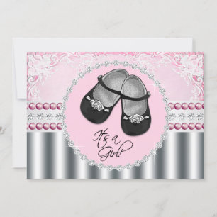 Pink Diamonds and Pearls Baby Shower Invitation