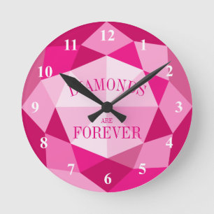 Pink diamonds are forever gemstone wall clock