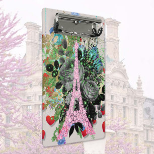Pink Diamonds Eiffel Tower Mini Clipboard
