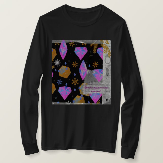 Pink Diamonds & Golden Stars Long Sleeve Tee (Design Front)