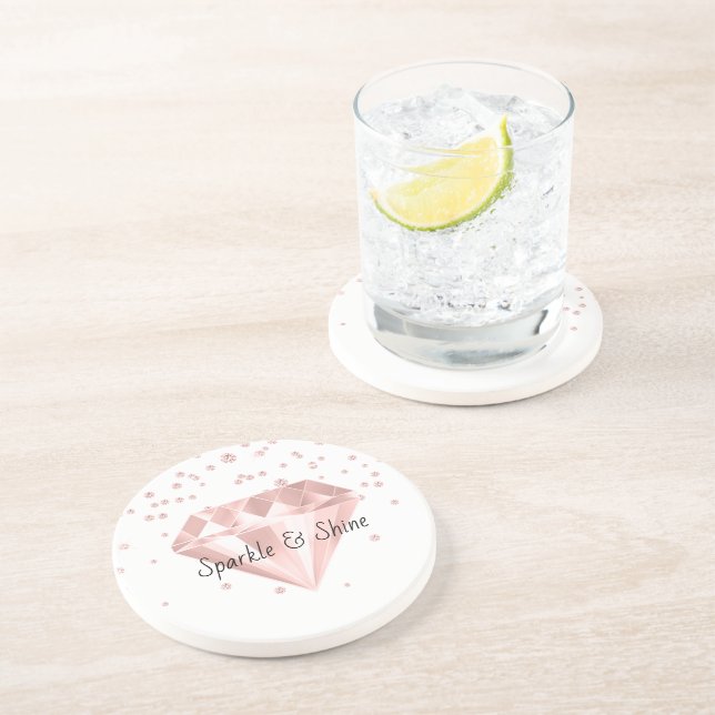 Pink Diamonds Sparkle Coaster (Side)