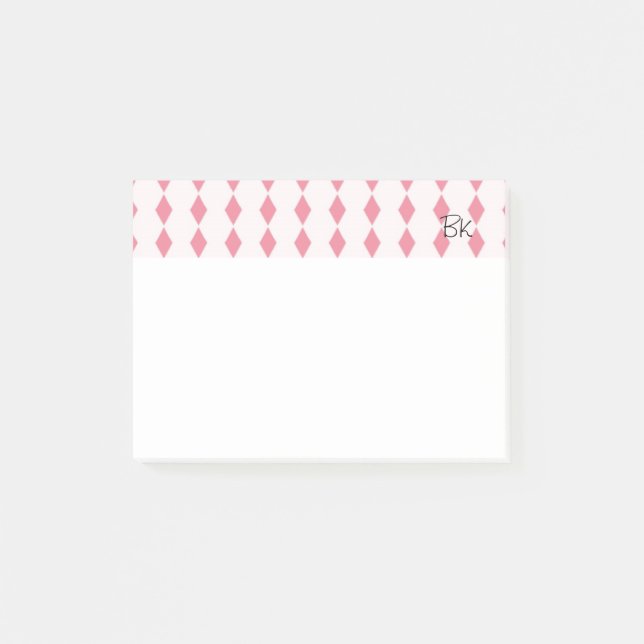 Pink Diamonds with Initials Post-it Notes (Front)