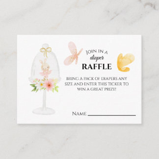 Pink diaper raffle baby shower game enclosure card