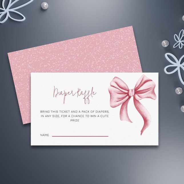 Pink Diaper Raffle Bow Baby Shower Enclosure Card (Creator Uploaded)
