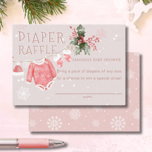 Pink Diaper Raffle It's Cold Outside Baby Shower Enclosure Card