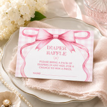 Pink Diaper Raffle Plaid Bow Watercolor
