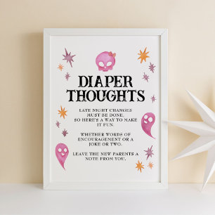 Pink Diaper Thoughts Halloween Baby Shower Sign