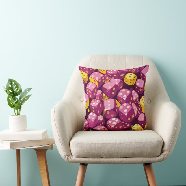 Pink Dice Geometric Cascade Black & White Reverse Cushion (Chair)