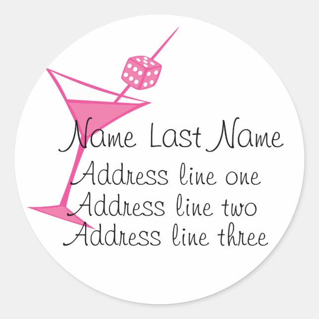 PInk Dice Martini Stickers (Front)