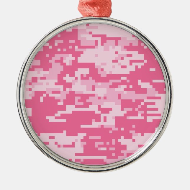 Pink Digital ACU Camoflage Pattern Metal Tree Decoration (Front)