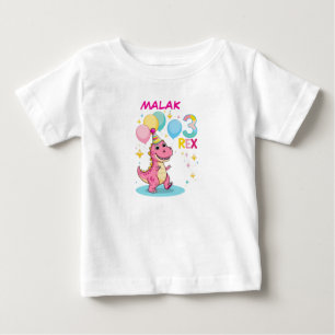 Pink Dino 3rd Birthday Party Graphic Baby T-Shirt