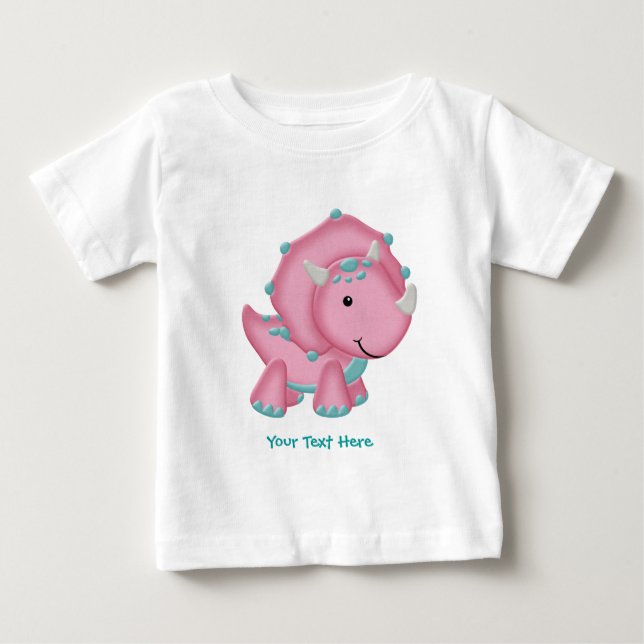 Pink Dino (customisable) Baby T-Shirt (Front)
