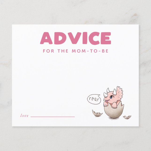 Pink Dinosaur Advice for Mummy Card (Front)