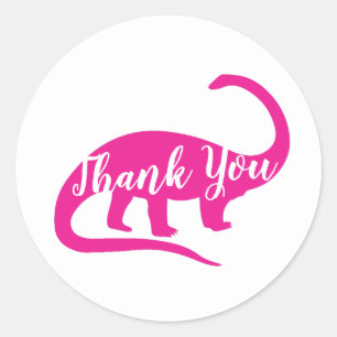 Pink Dinosaur Baby Shower Classic Round Sticker