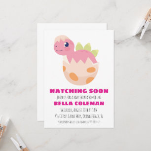pink dinosaur baby shower invitations