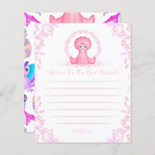 Pink Dinosaur Baby Shower Parents Advice Card