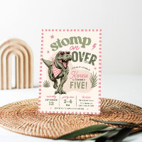 Pink Dinosaur Birthday Invitation