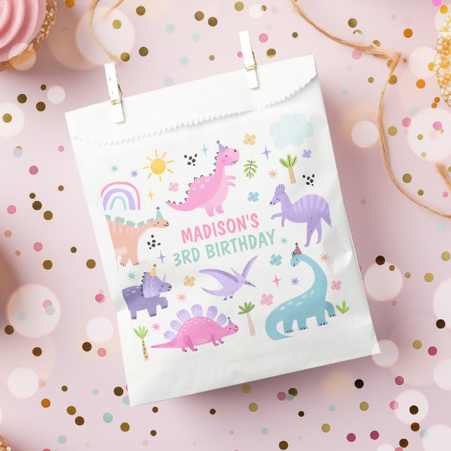 Pink Dinosaur Birthday Party  Favour Bags (Creator Uploaded)