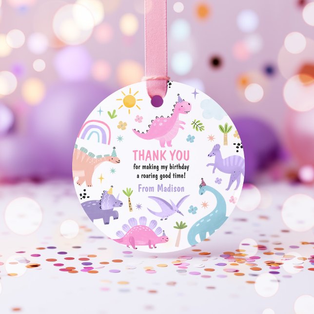 Pink Dinosaur Birthday Party  Favour Tags (Creator Uploaded)