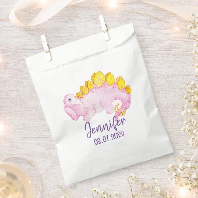 Pink dinosaur Hershey's Candy Favours Favour Bags (Clipped)