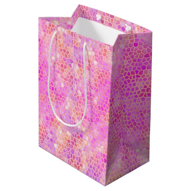 Pink Dinosaur Hide Medium Gift Bag (Back Angled)