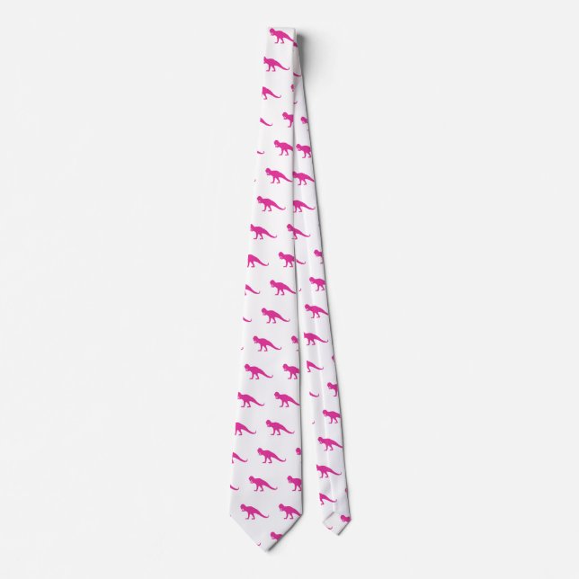 Pink Dinosaur pattern Tie (Front)