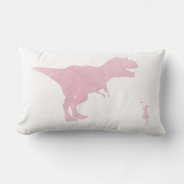 Pink Dinosaur Pillow - Girl Dinosaur Nursery Decor (Front)
