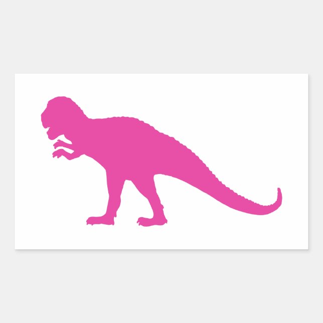 Pink Dinosaur Rectangular Sticker (Front)