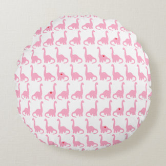 Pink Dinosaur Round Pillow