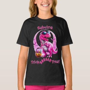 Pink Dinosaur Trick Or Treat T-Shirt