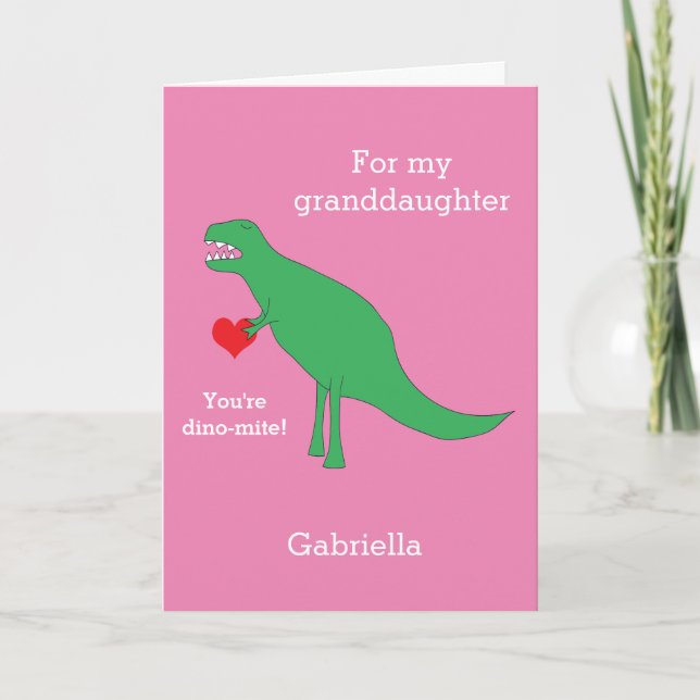Pink Dinosaur Valentine's Day Card (Front)